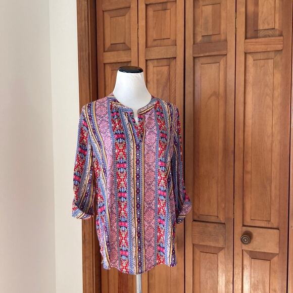 Pink Rose Chiffon Pullover Top, Size M - Picture 1 of 6